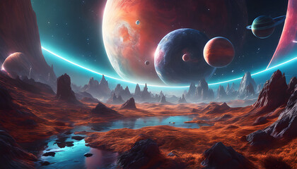 alien planet and space