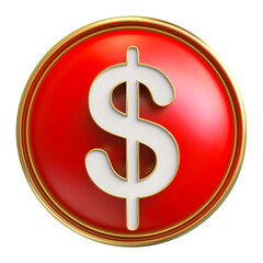 Button 3D Dollar Symbol