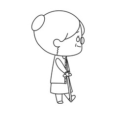 A woman with a cane is walking