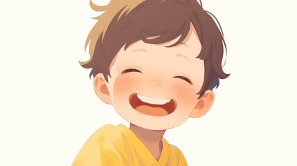 An adorable cheerful child with a big smile depicted in an isolated white background illustration