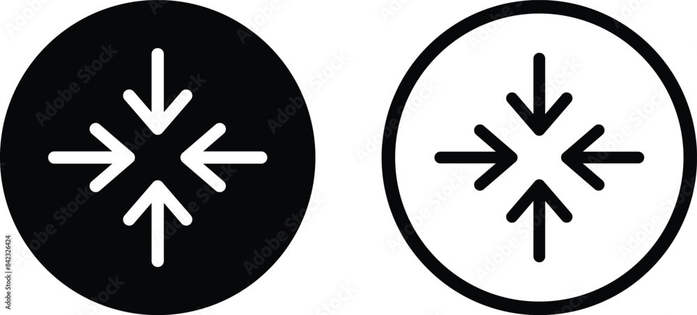 Poster change size icon set in two styles . customize icon vector . meeting point icon
