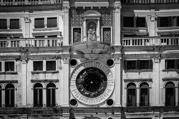 View to the tower with clock on  on San Marco square, Venice