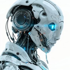 Fototapeta premium robot with a futuristic head and a blue light