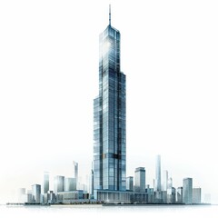 Fototapeta premium rendering of a tall skyscraper with a lot of windows