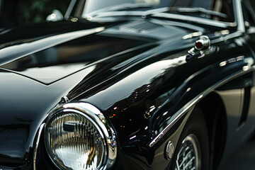 Fototapeta premium Black vintage car, classic automotive design