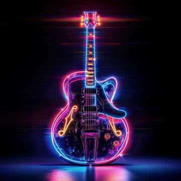 guitar with a neon glow on it