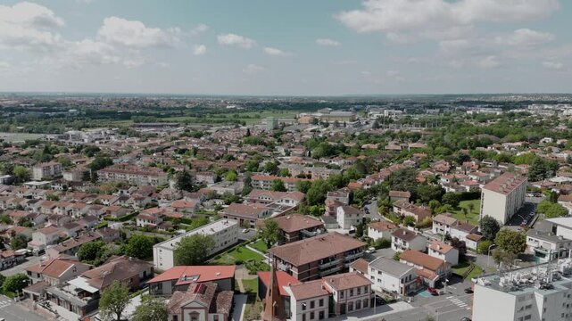 Aerial view of Balma village in Toulouse, France on a sunny day.