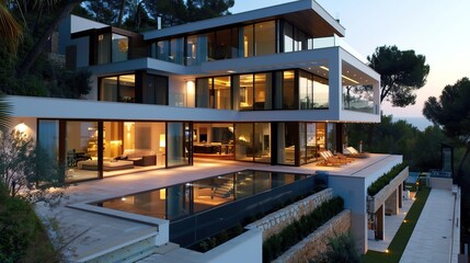 Obraz premium Image of luxury modern house. copy space for text.
