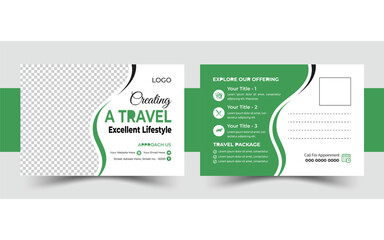 Corporate travel explore for post card design vector template design.