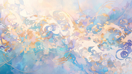 Abstract Watercolor Background with Gold Accents for Wedding Invitation