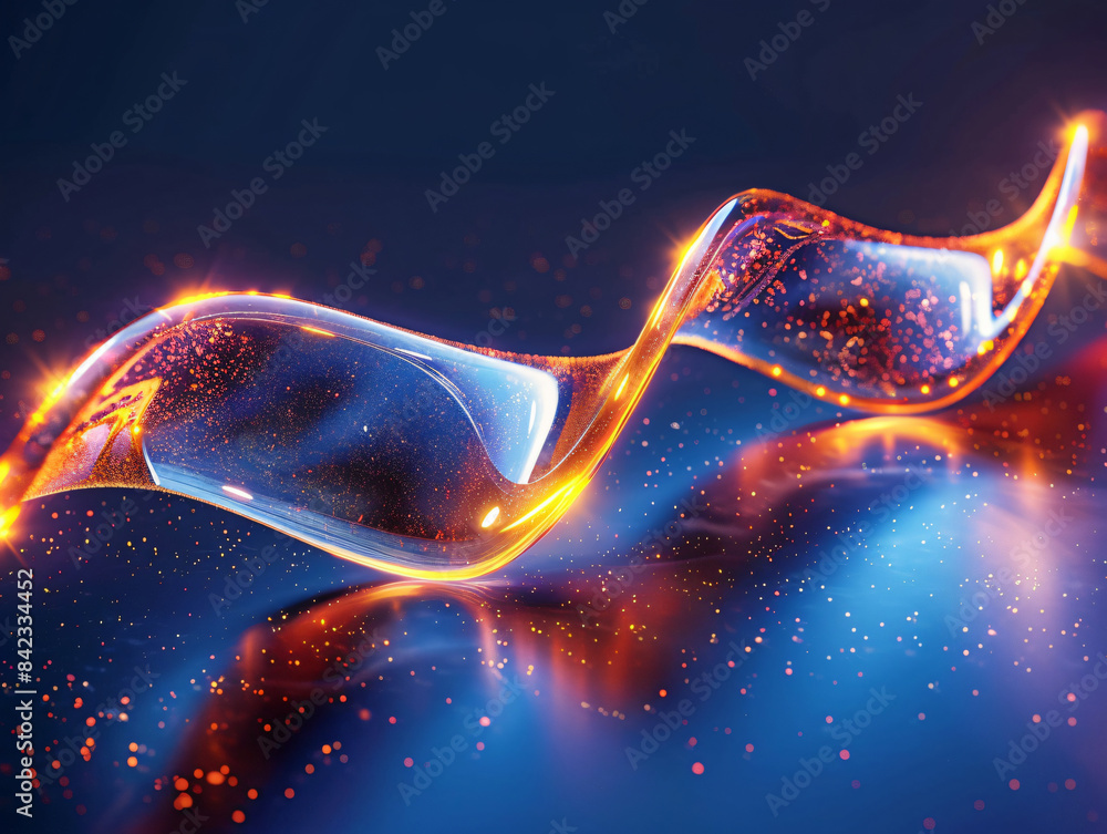 Poster abstract golden wave with sparkles for technology and design