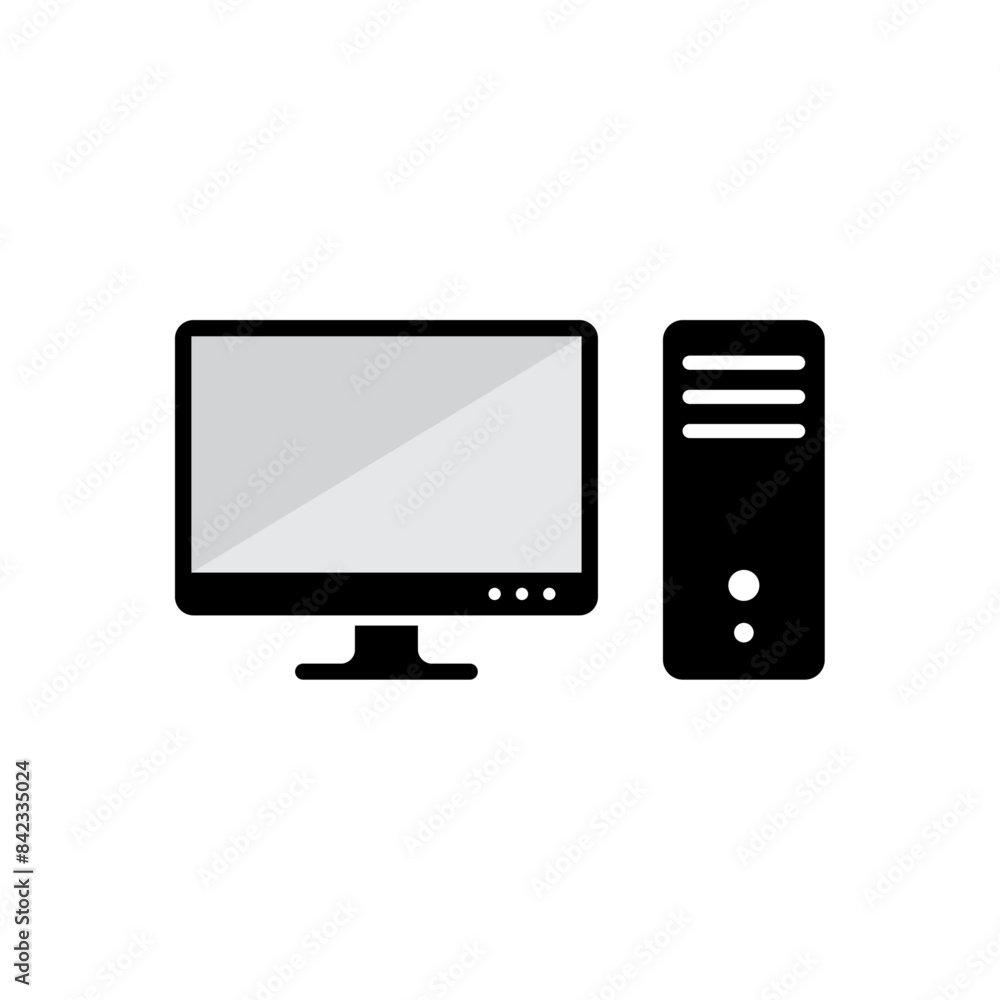 Poster desktop computer icon. pc icon vector design isolated on a white background.