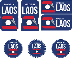 Made in Laos. Laos flag, Tag, Seal, Stamp, Flag, Icon vector