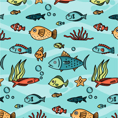 fish pattern doodle style cute