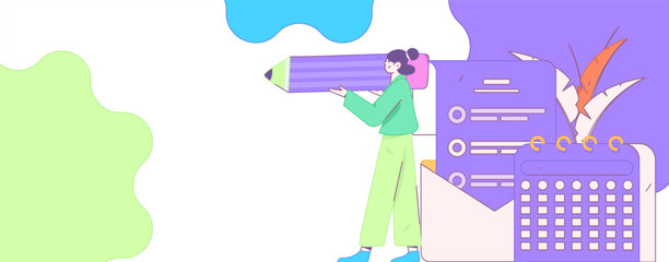 Flat vector illustration of business people operating work scene
