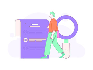 Invite friends to conduct questionnaire flat vector concept operation hand drawn illustration
