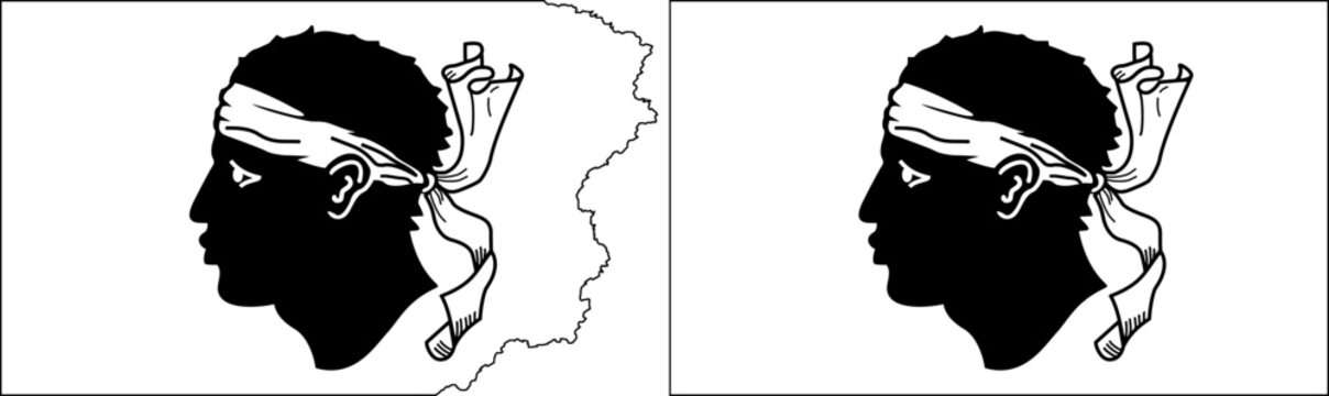 Corsica flags vector. Standard flag and with torn edges