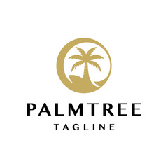 Luxury Elegant Palm Coconut Tree Tropical Nature Park Silhouette Vector Logo Design