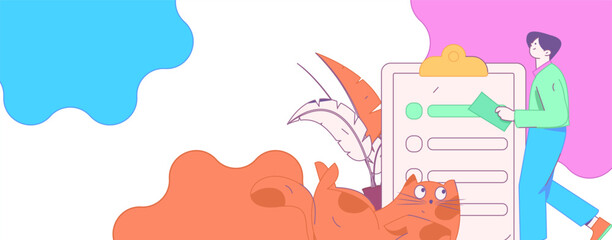 Invite friends to conduct questionnaire flat vector concept operation hand drawn illustration
