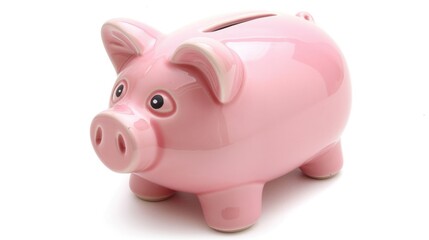 Obraz premium Pink piggy bank on white background symbolizing financial saving investment and security