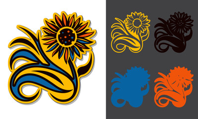 Obraz premium Multilayer craft. Decorative sunflower. Floral Papercut