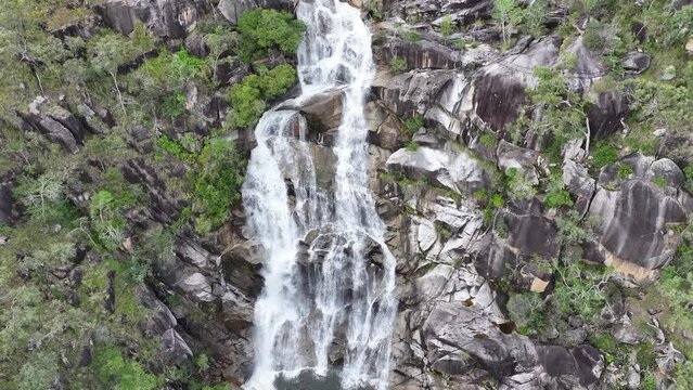 Aerial footage of Davis Creek Falls Queensland Australia