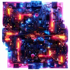 Obraz premium computer circuit board with many colorful lights