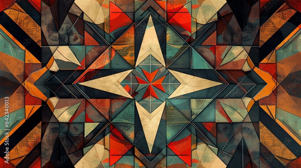 Poster abstract geometric background with a kaleidoscope pattern.