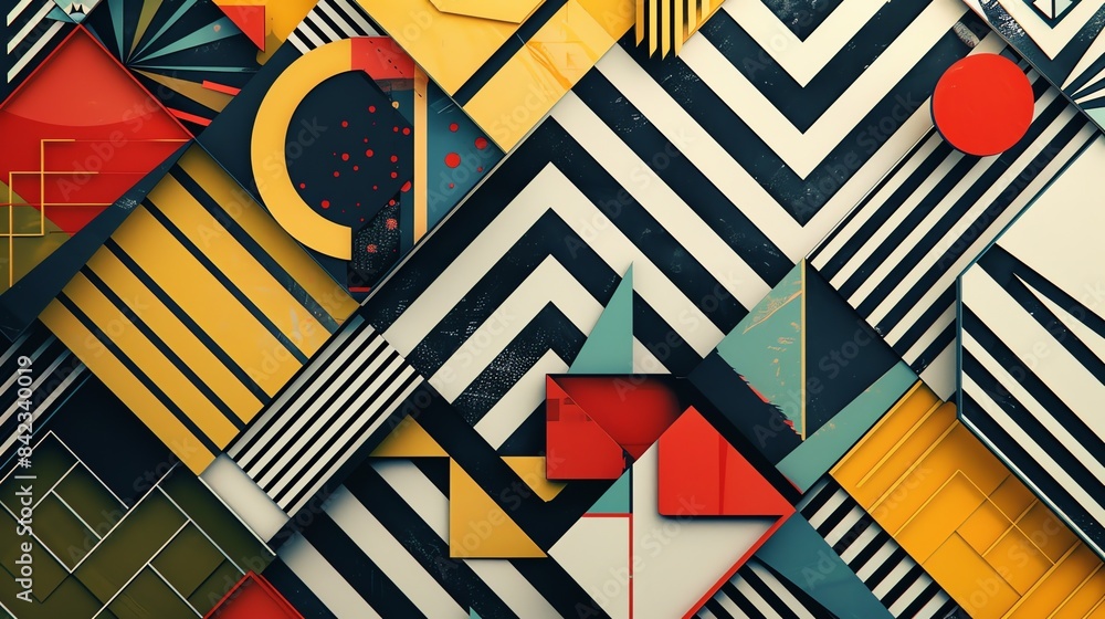 Poster 3d rendering of geometric shapes. abstract background with vibrant colors and clean lines.