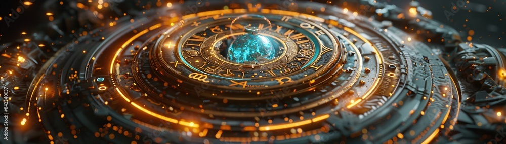 Poster Astrology symbols with an allocated text area in an editorial style