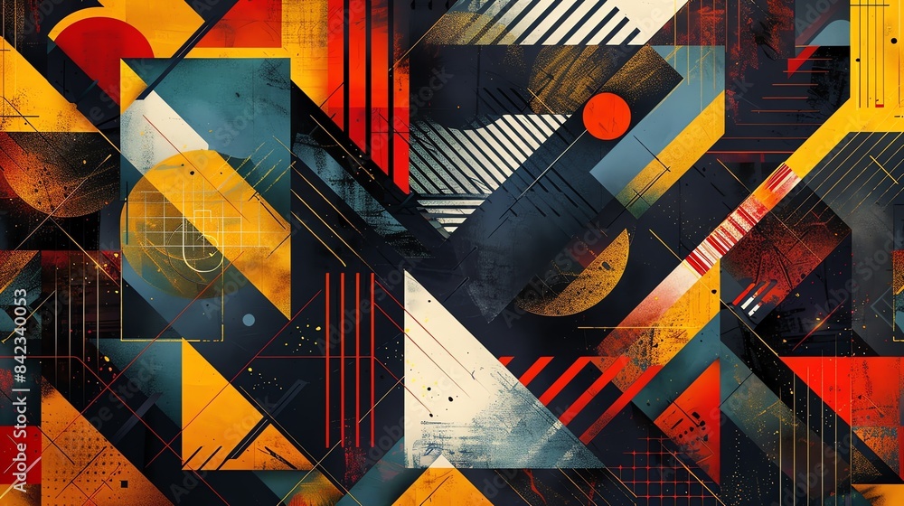 Poster abstract geometric shapes with a retro memphis style. colorful geometric shapes with a retro 80s mem