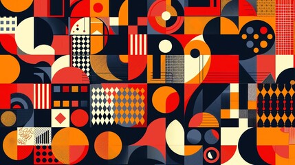 A seamless vector pattern with a retro geometric design.