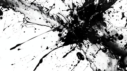 Black and white abstract painting. The painting is full of energy and movement, with a variety of different shapes and textures.