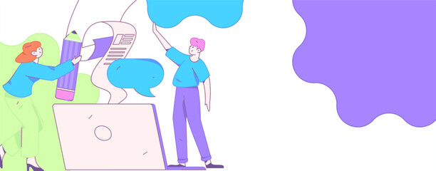 Invite friends to conduct questionnaire flat vector concept operation hand drawn illustration
