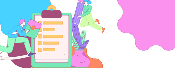 Invite friends to conduct questionnaire flat vector concept operation hand drawn illustration
