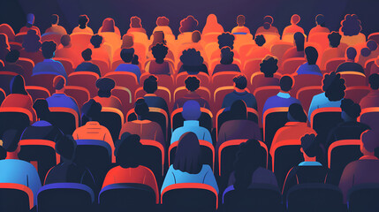 People in the cinema's back view