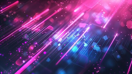 Fototapeta premium Abstract Purple Pink Glowing Neon Bokeh Light Background, Bright Party Lighting Wallpaper, Night Celebration Decoration Digital Backdrop