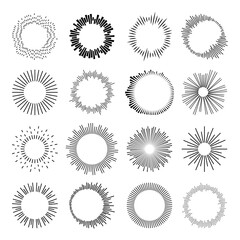 Set circular equalizer. Audio waves for music sounds. Abstract radial radio and voice volume symbol.