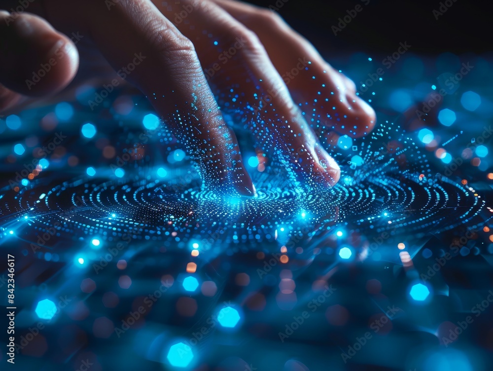 Poster Digital identity verification expert securing online transactions with biometrics.