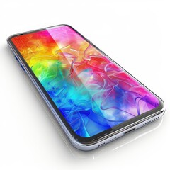 close up of a cell phone with a colorful design