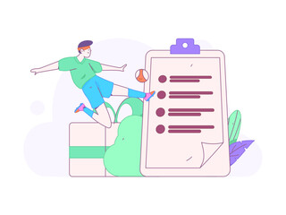 Invite friends to conduct questionnaire flat vector concept operation hand drawn illustration
