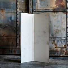 Ultra-tall blank page, set against a rugged industrial metal background.