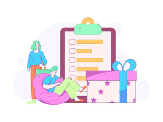 Invite friends to conduct questionnaire flat vector concept operation hand drawn illustration
