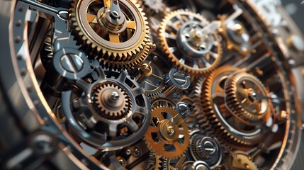 A complex clock mechanism with moving gears symbolizes the precise accrual of pension funds, step by step.