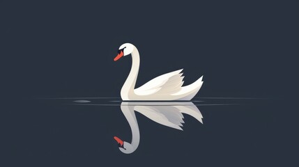 Fototapeta premium 2d illustration of a solitary swan icon