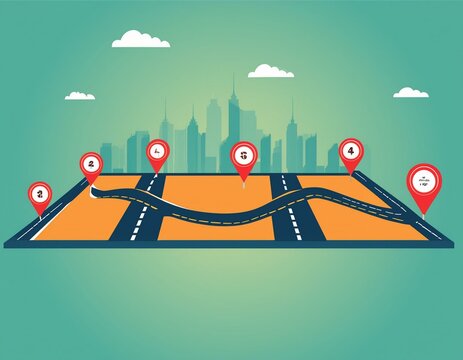 Business road map timeline infographic city designed for abstract background template milestone element modern diagram process technology digital marketing data presentation chart  illustration - Powered by Adobe