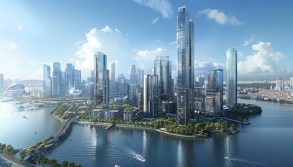 Naklejka premium city skyline at night