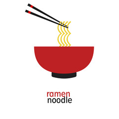 Ramen noodle vector illustration isolated on white background. Vector illustration of cartoon logo icon.