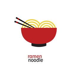 Ramen noodle vector illustration isolated on white background. Vector illustration of cartoon logo icon.