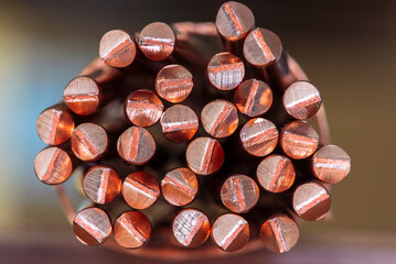 Bundle of copper wire raw materials and metals industry, stock market concept